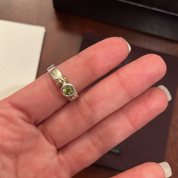 Lagos Caviar 18k gold silver peridot ring sz 7 jewelry bag box - Picture 2 of 5